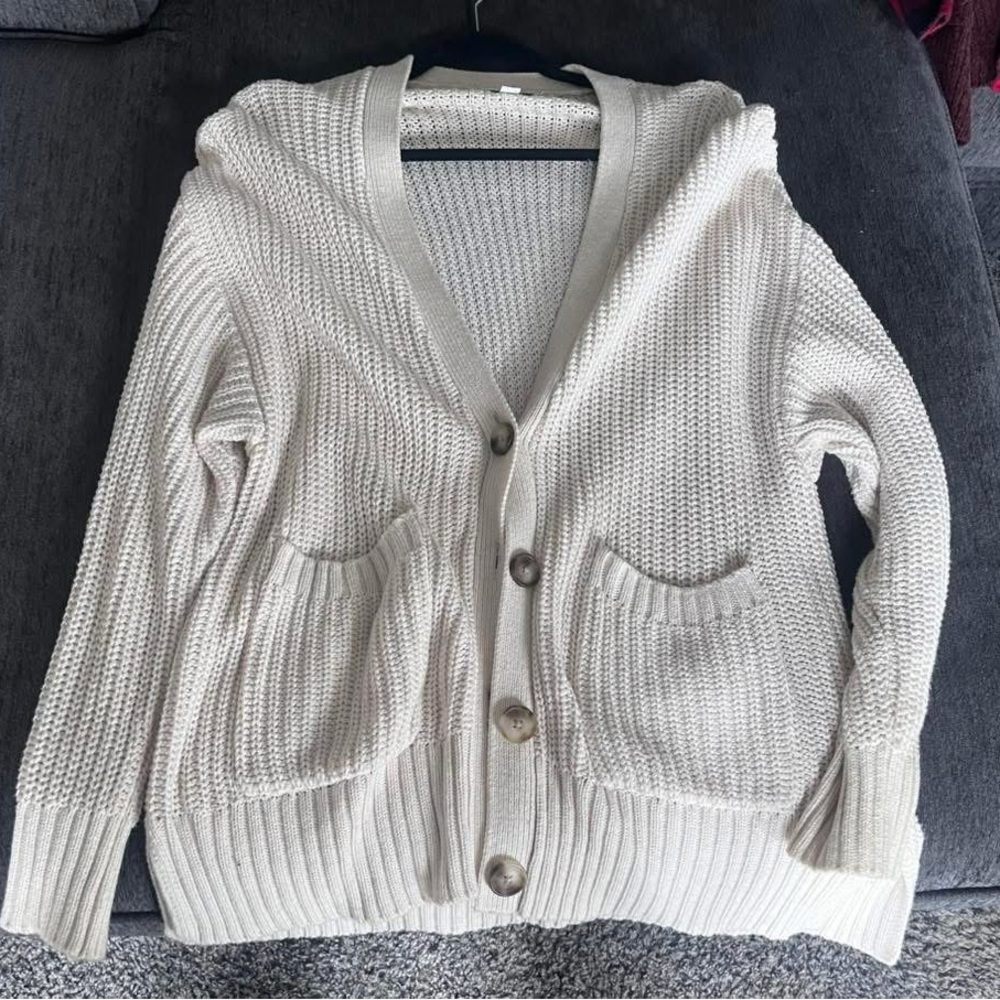 American Eagle Outfitters Cream Cardigan Sweater